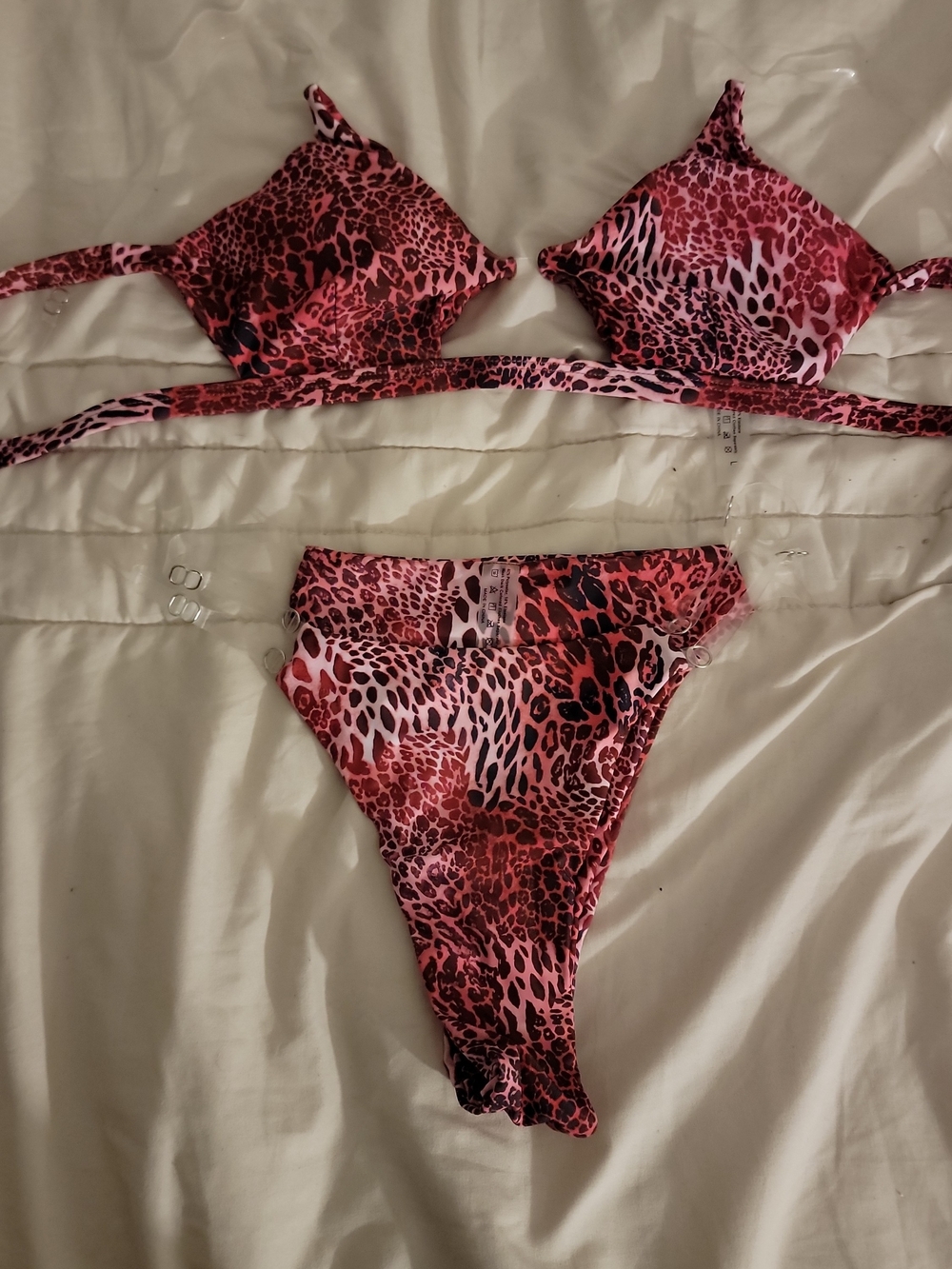 SHEIN Pink Leopard Print Two-Piece Bikini Set